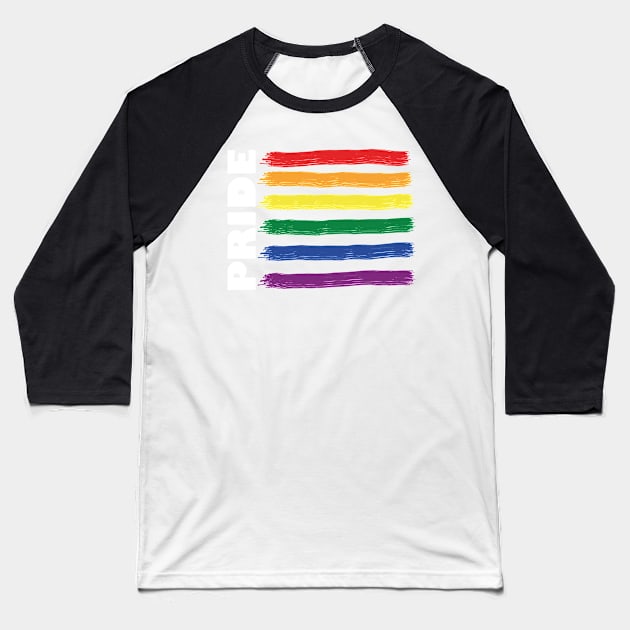 Gay Pride Rainbow Baseball T-Shirt by PenguiQueer